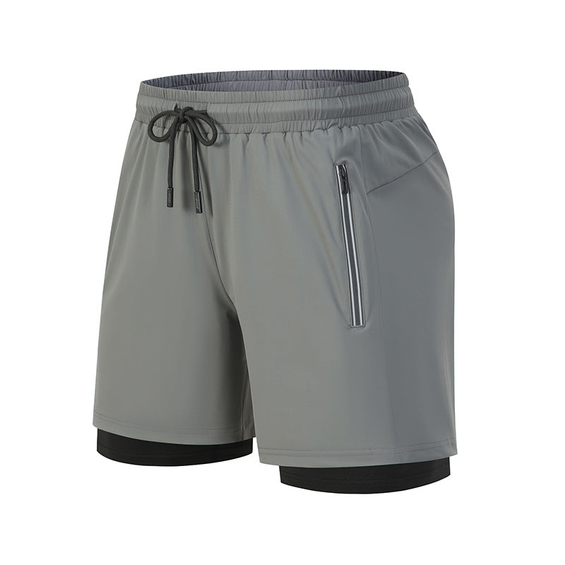 Sports shorts with built-in briefs